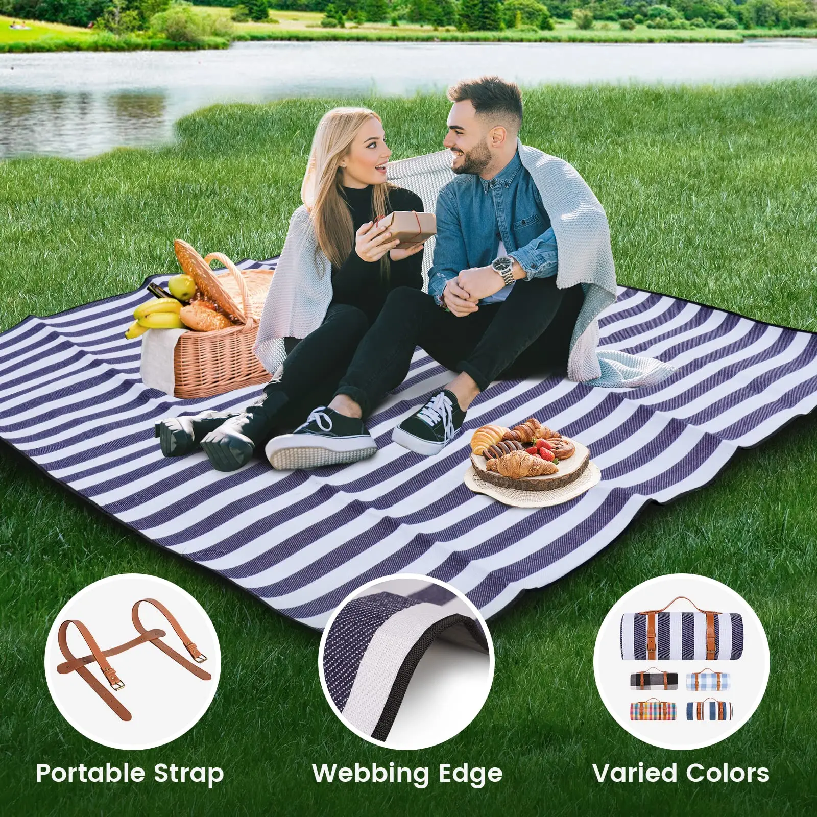 Extra Large 80" X 80" Picnic Blanket Waterproof - Image 4