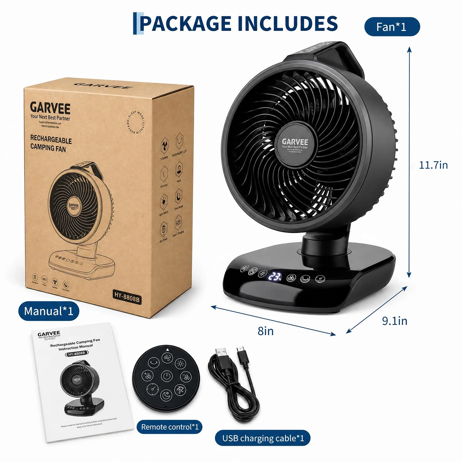 Portable Camping Fan Rechargeable Battery - Image 7