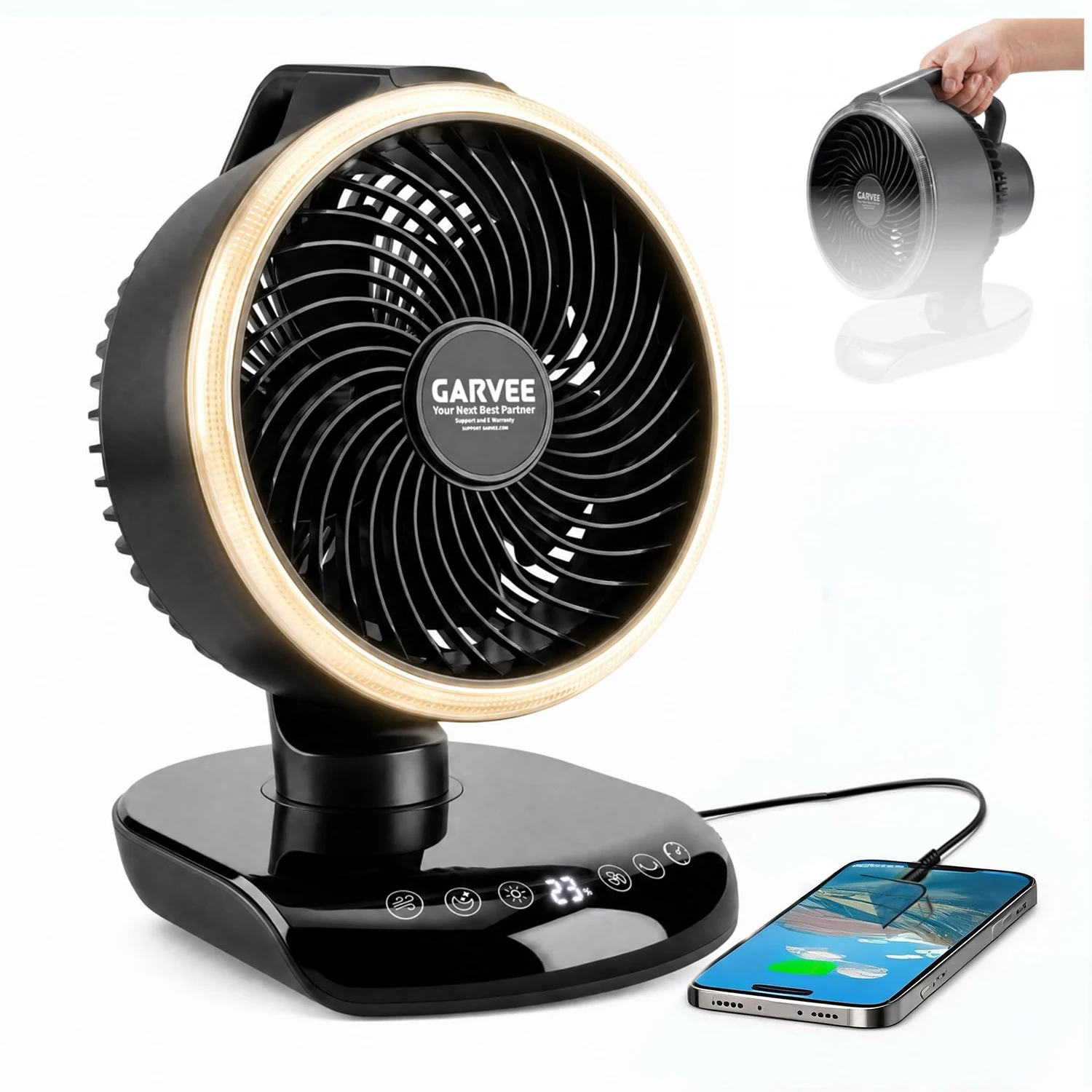 Portable Camping Fan Rechargeable Battery - Image 1