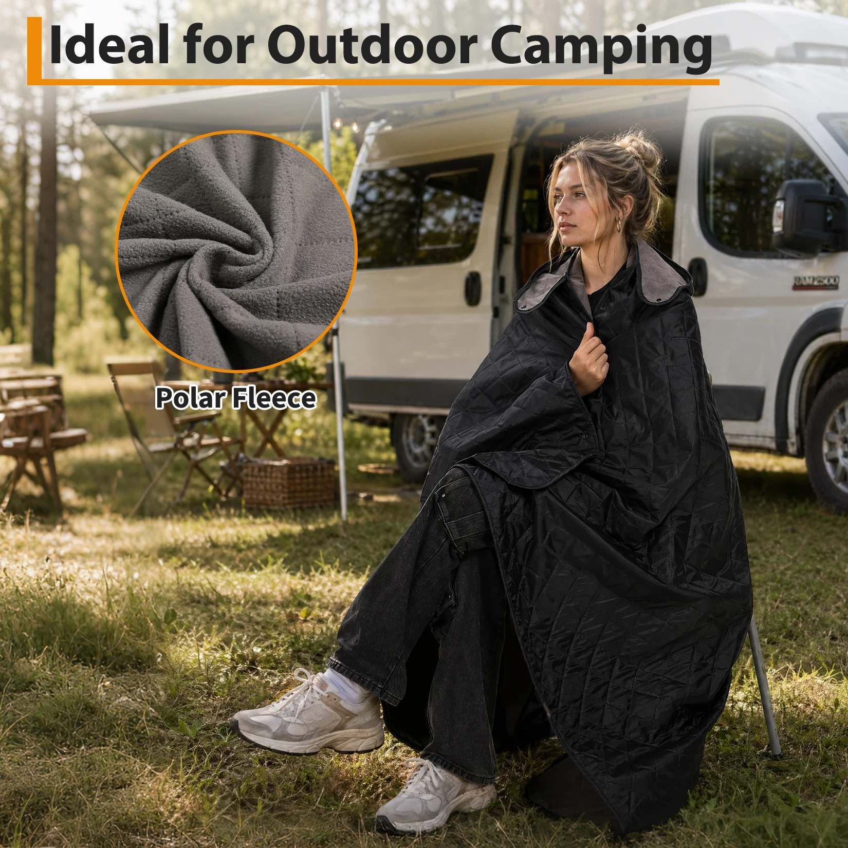 Hooded Camping Blanket, 78.74"×55.12" - Image 2