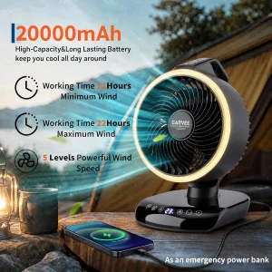 Portable Camping Fan Rechargeable Battery - Thumbnail Image 2
