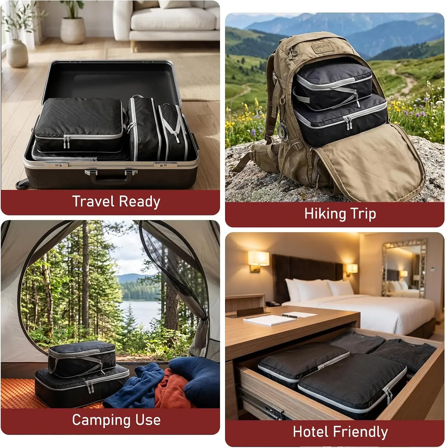 4Pcs/Set Travel Compression Packing Cubes Bag - Image 4