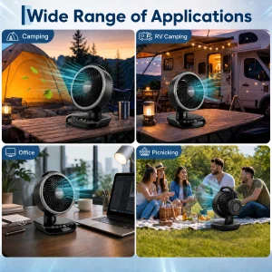 Portable Camping Fan Rechargeable Battery - Thumbnail Image 8