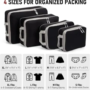 4Pcs/Set Travel Compression Packing Cubes Bag - Thumbnail Image 3