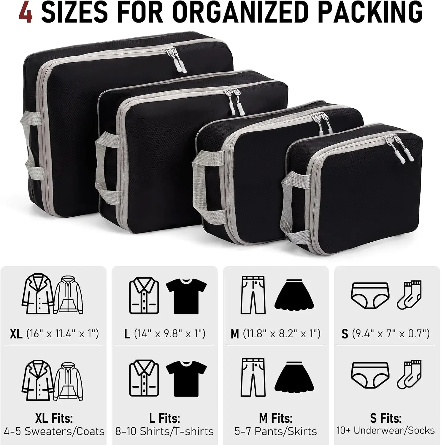 4Pcs/Set Travel Compression Packing Cubes Bag - Image 3