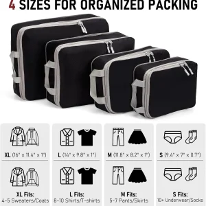 4Pcs/Set Travel Compression Packing Cubes Bag