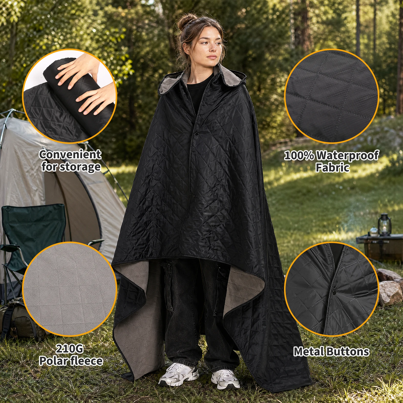 Hooded Camping Blanket, 78.74"×55.12" - Image 6