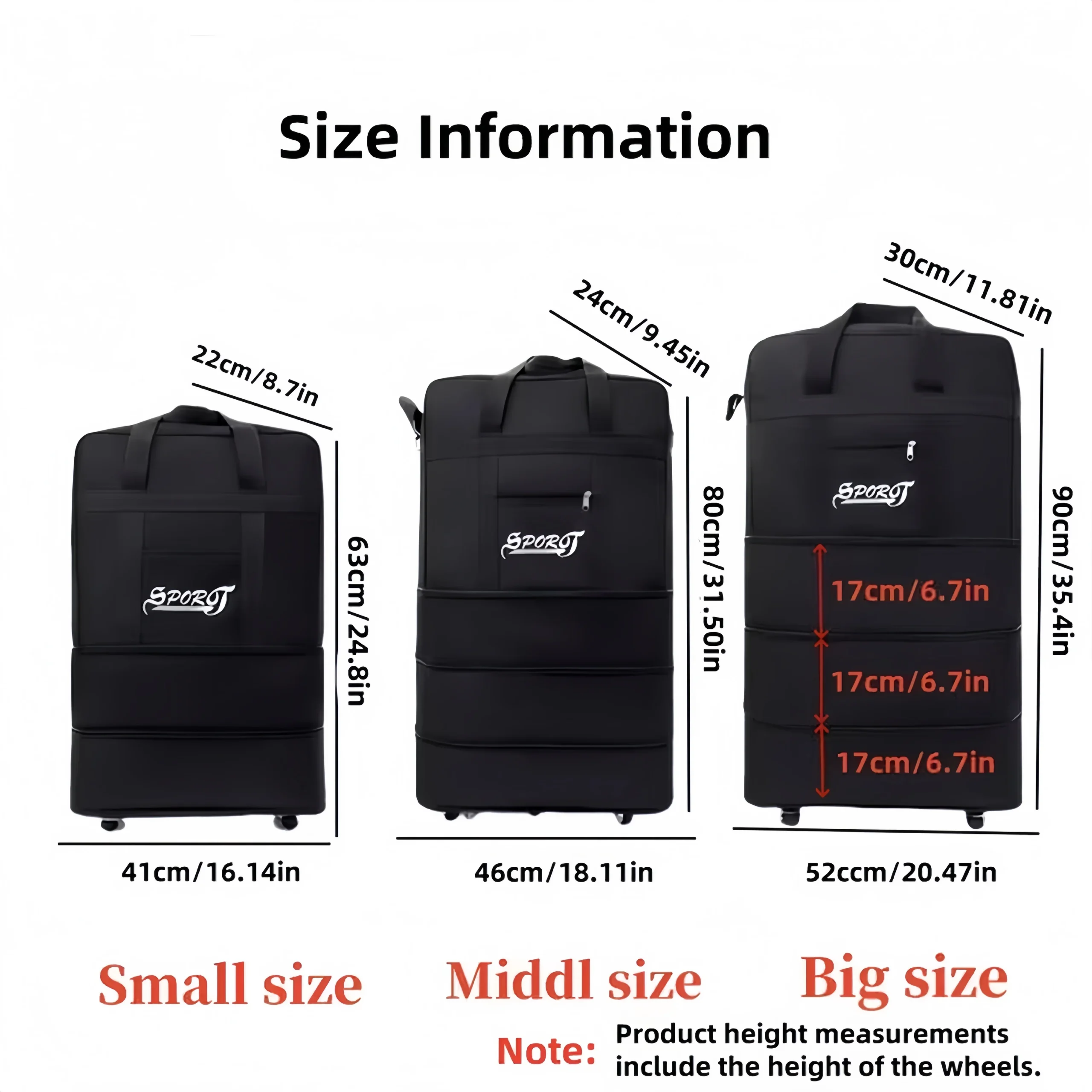 Expandable Rolling Duffel Bag Suitcases - Image 2