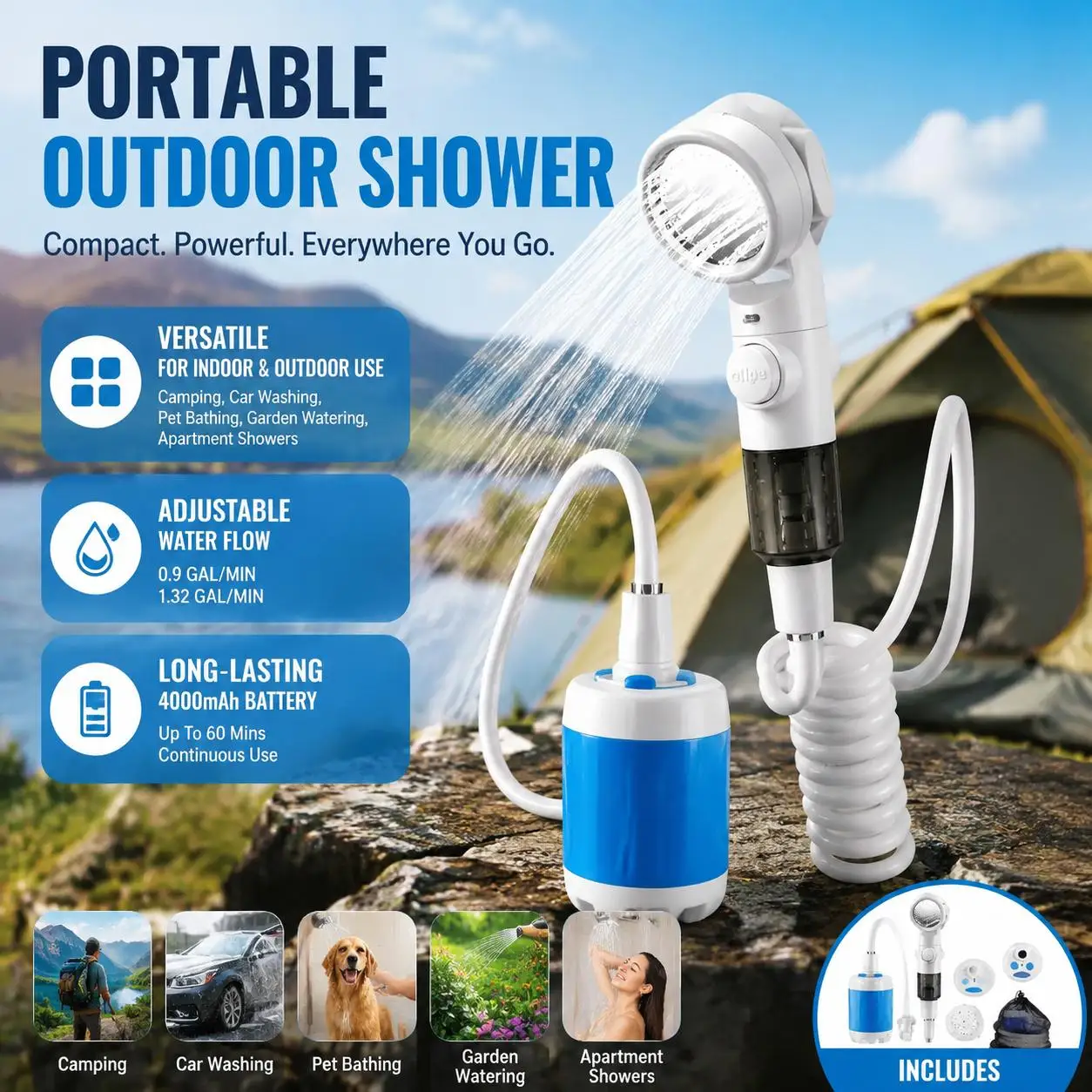 Outdoor Shower Portable Handheld - Image 9